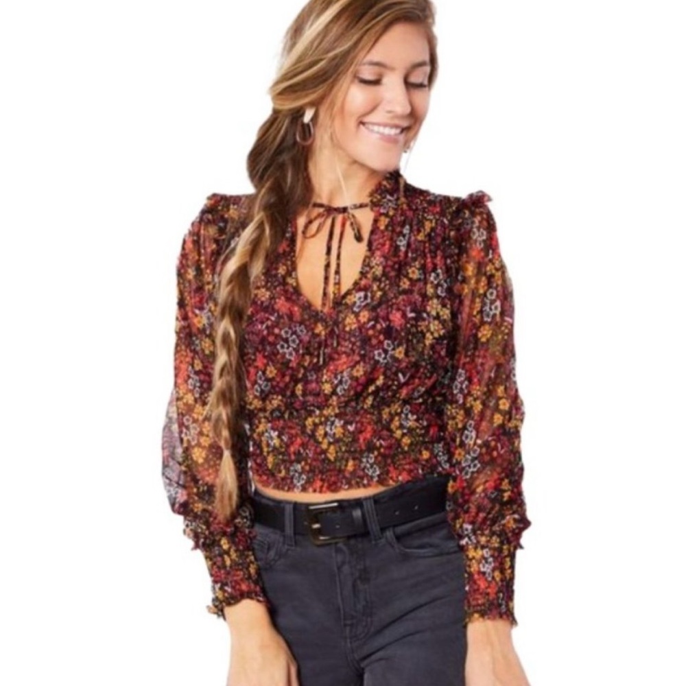 NWT Free People Twyla Floral Print Top size XS
